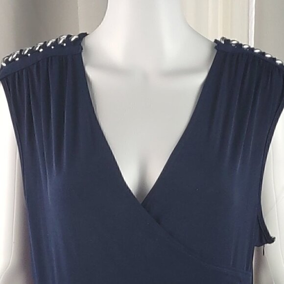 Spense Women's Navy Blue Drape Front Sleeveless Jumpsuit. Size 10 (NWT) - Picture 2 of 12